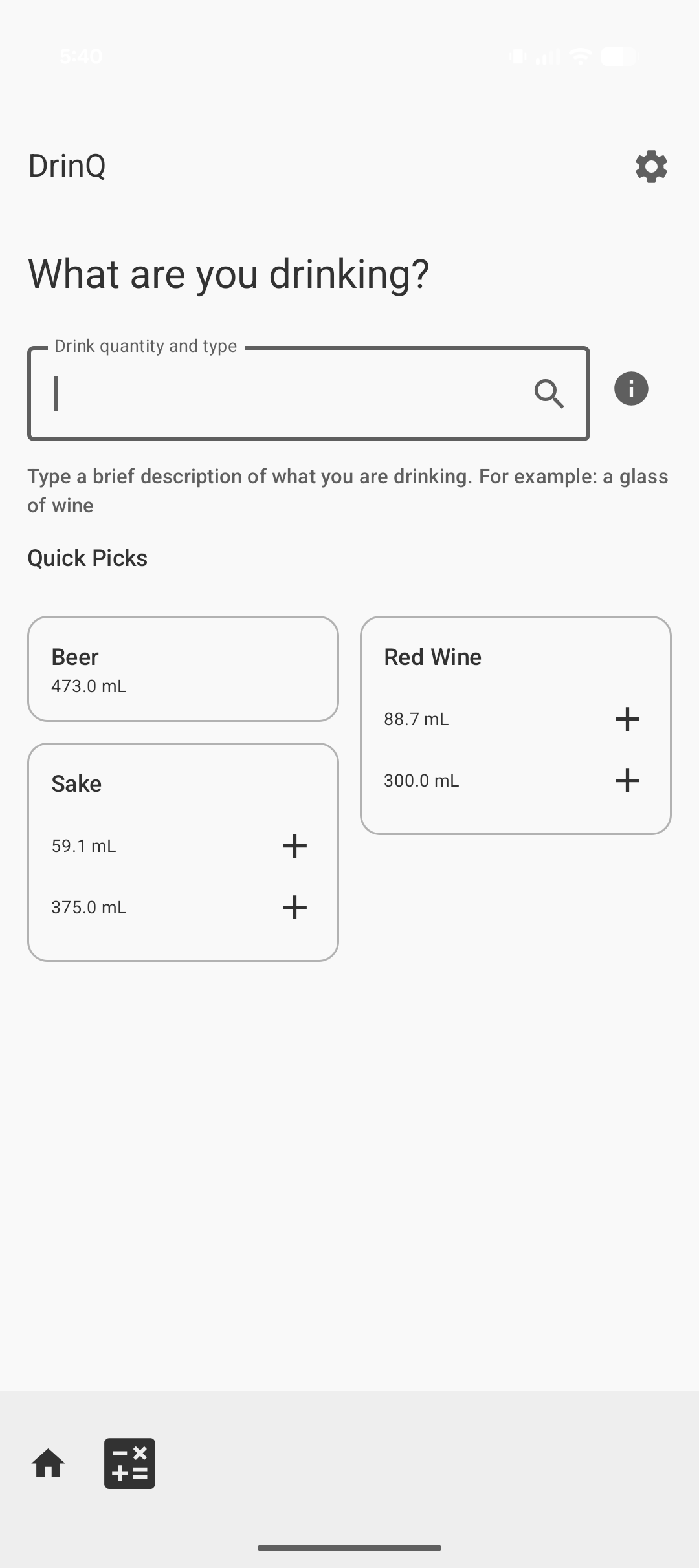 Minimal charts and summaries in DrinQ